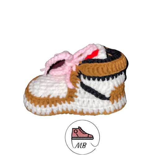 Crocheted Infant Sneakers -MB -1  0-12 Month’s Brown/Pink - MumyBuddy