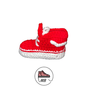 Baby Crochet Mumybuddy- V SKI Red And White (0-12 Month's) - MumyBuddy
